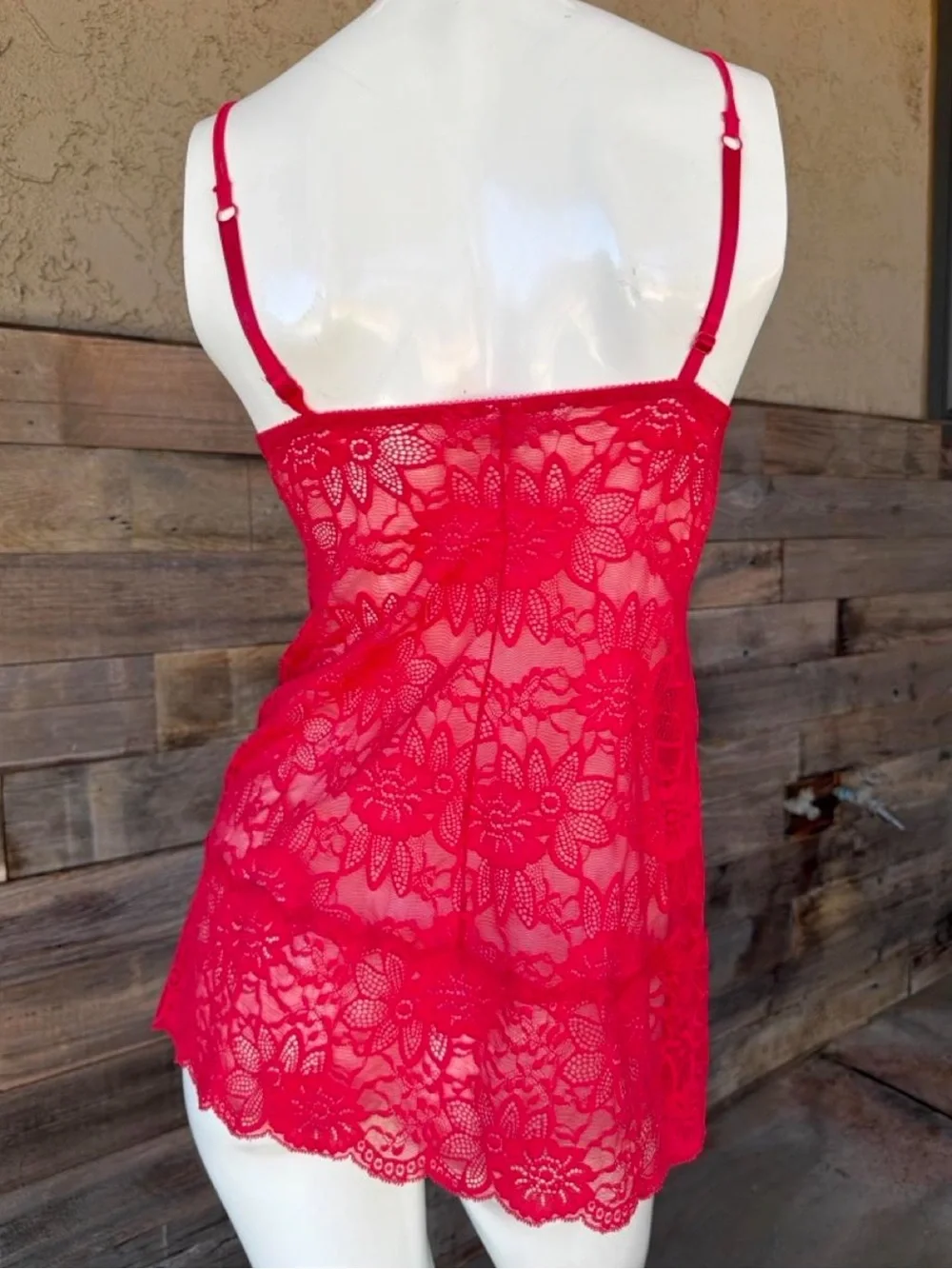Y2K Victoria's Secret Red Silk & Lace Chemise 34B